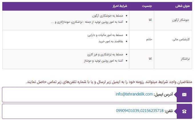 استخدام جوشکار آرگون، کارشناس مالی، تراشکار در تهران