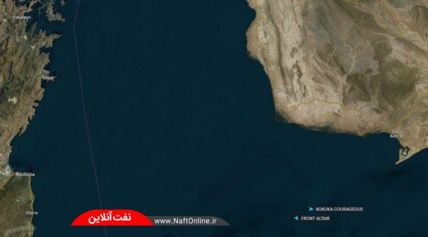 موقعیت دقیق حادثه انفجار ۲ نفتکش در دریای عمان