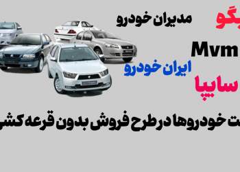 قیمت خودرو در طرح فروش بدون قرعه کشی ایران خودرو